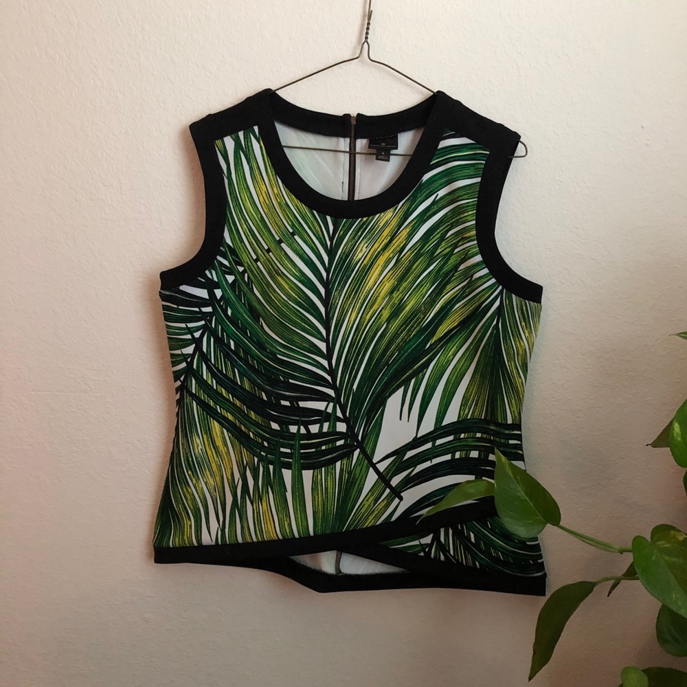 Tropical palm print blouse